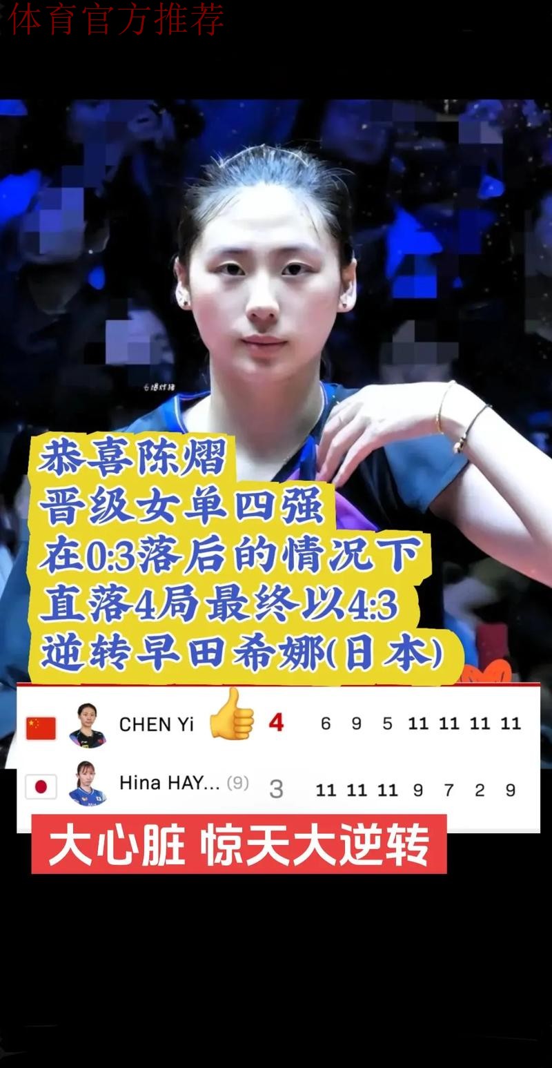 陈熠晋级女单四强 陈熠晋级女单四强